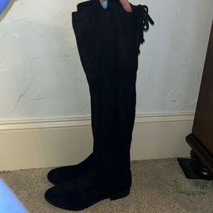 Black Velvet Knee-high Boots